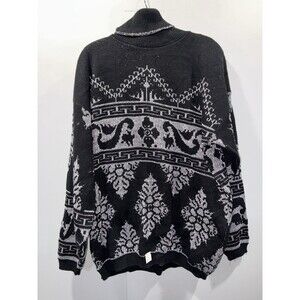 NOS VTG 80s ROSE Black Silver Lurex Turtleneck Sweater NWT USA Made Size 20W/XXL